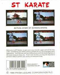 Box back cover for ST Karate on the Atari ST.