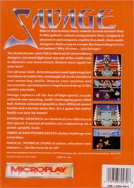 Box back cover for Savage on the Atari ST.