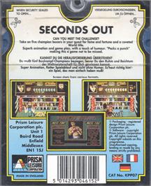 Box back cover for Seconds Out on the Atari ST.