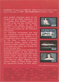 Box back cover for Sex Vixens from Space on the Atari ST.