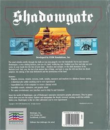 Box back cover for Shadowgate on the Atari ST.