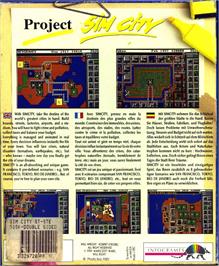 Box back cover for Sim City on the Atari ST.