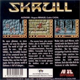 Box back cover for Skrull on the Atari ST.