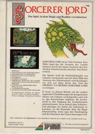 Box back cover for Sorcerer Lord on the Atari ST.