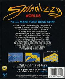 Box back cover for Spindizzy Worlds on the Atari ST.