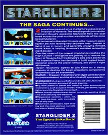 Box back cover for Starglider 2 on the Atari ST.