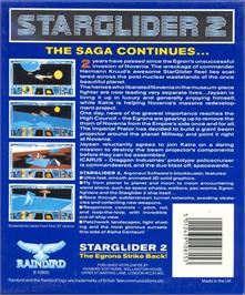 Box back cover for Starglider 2 on the Atari ST.