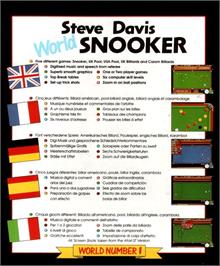 Box back cover for Steve Davis World Snooker on the Atari ST.