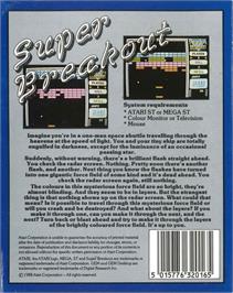 Box back cover for Super Breakout on the Atari ST.
