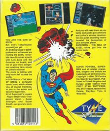 Box back cover for Superman - The Man Of Steel on the Atari ST.