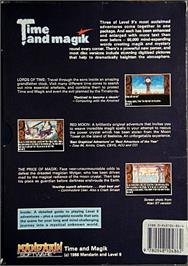 Box back cover for Time and Magik: The Trilogy on the Atari ST.