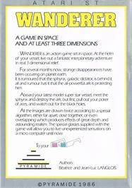 Box back cover for Wanderer 3D on the Atari ST.