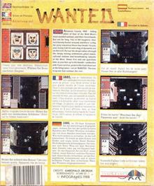 Box back cover for Wanted on the Atari ST.
