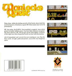 Box back cover for Warlock's Quest on the Atari ST.
