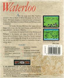Box back cover for Waterloo on the Atari ST.