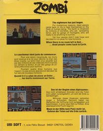 Box back cover for Zombi on the Atari ST.