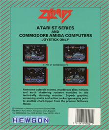 Box back cover for Zynaps on the Atari ST.