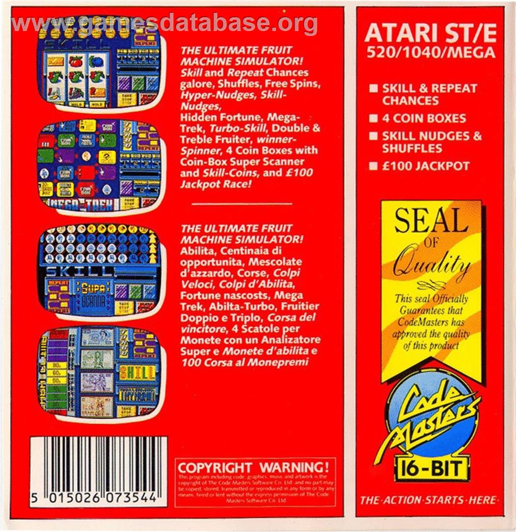 Advanced Fruit Machine Simulator - Atari ST - Artwork - Box Back