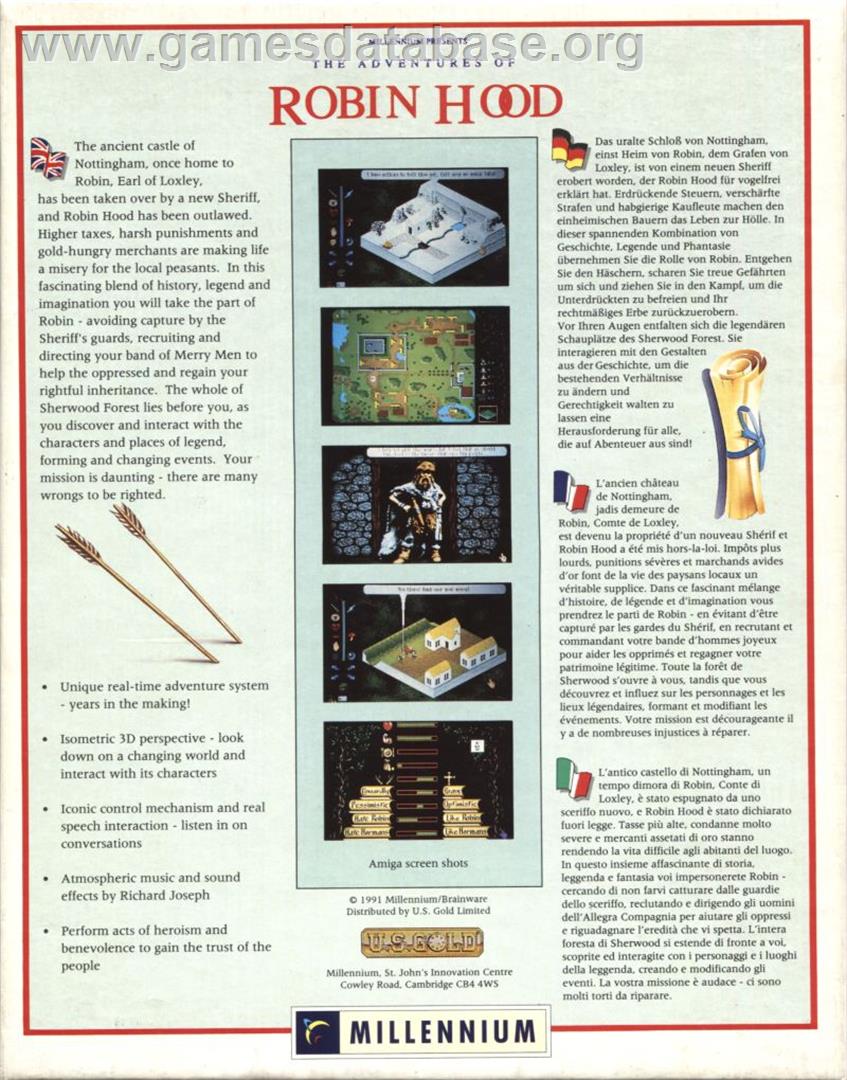 Adventures of Robin Hood - Atari ST - Artwork - Box Back