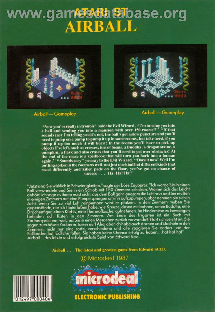 Airball - Atari ST - Artwork - Box Back