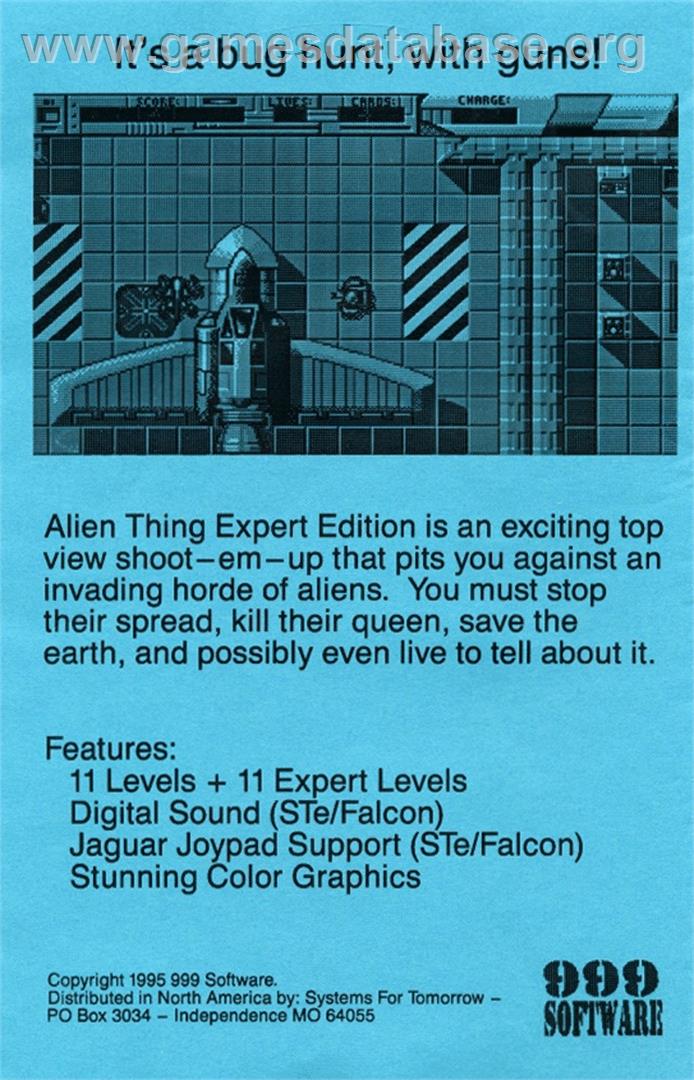 Alien Thing - Atari ST - Artwork - Box Back