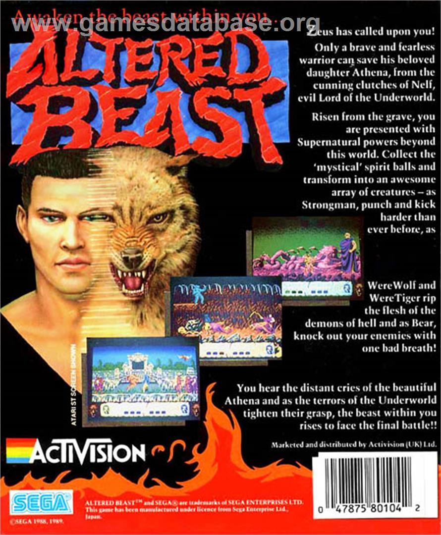 Altered Beast - Atari ST - Artwork - Box Back