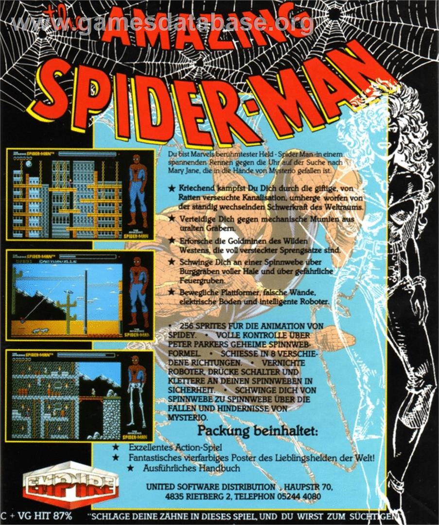 Amazing Spider-Man - Atari ST - Artwork - Box Back