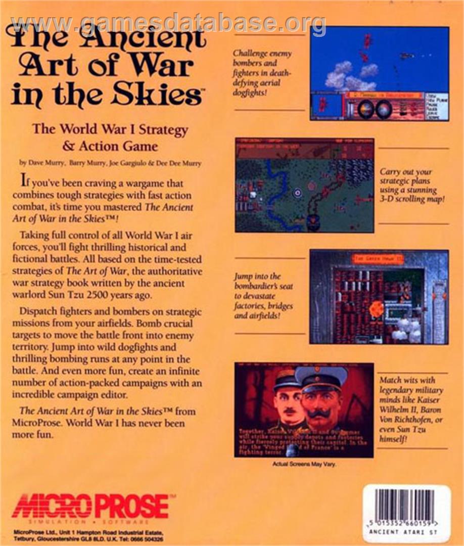 Ancient Art of War in the Skies - Atari ST - Artwork - Box Back