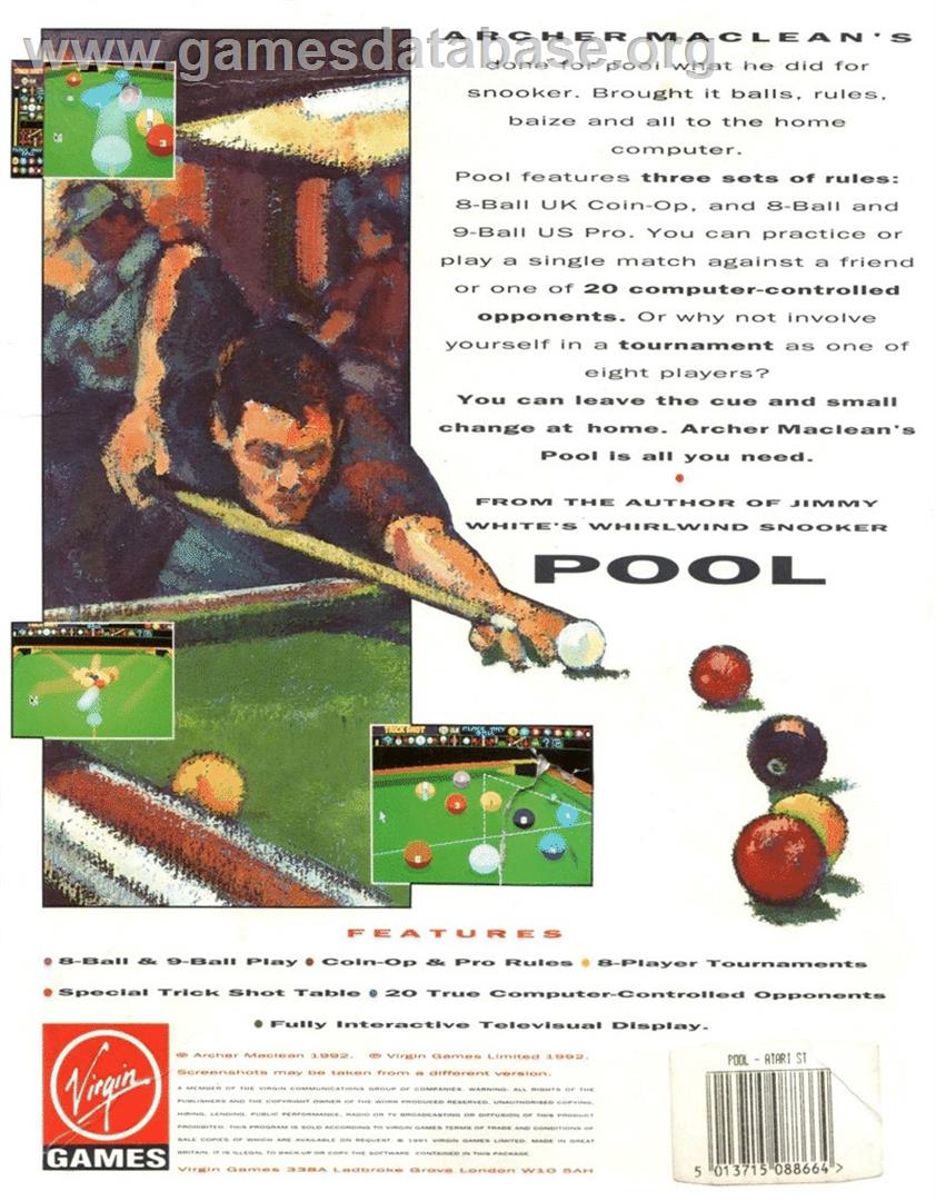Archer MacLean's Pool - Atari ST - Artwork - Box Back