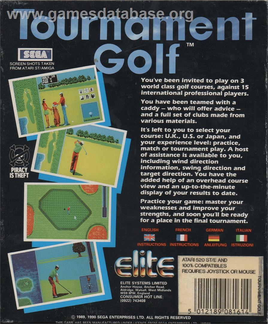 Arnold Palmer Tournament Golf - Atari ST - Artwork - Box Back