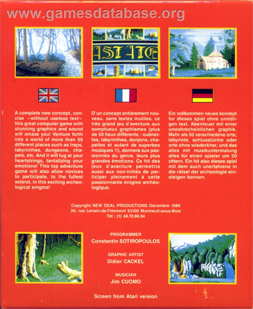 Astate: La Malédiction des Templiers - Atari ST - Artwork - Box Back