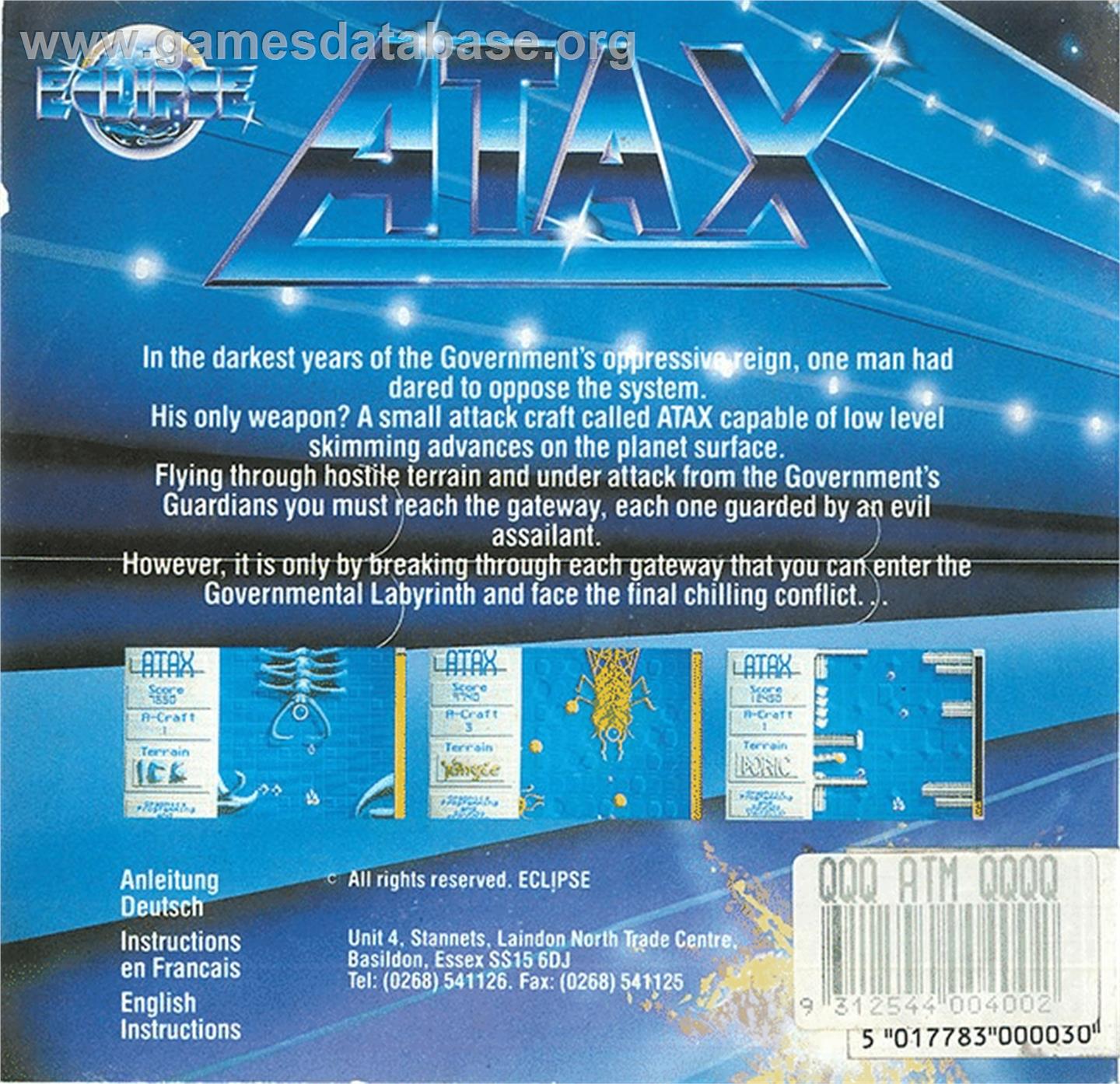 Atax - Atari ST - Artwork - Box Back