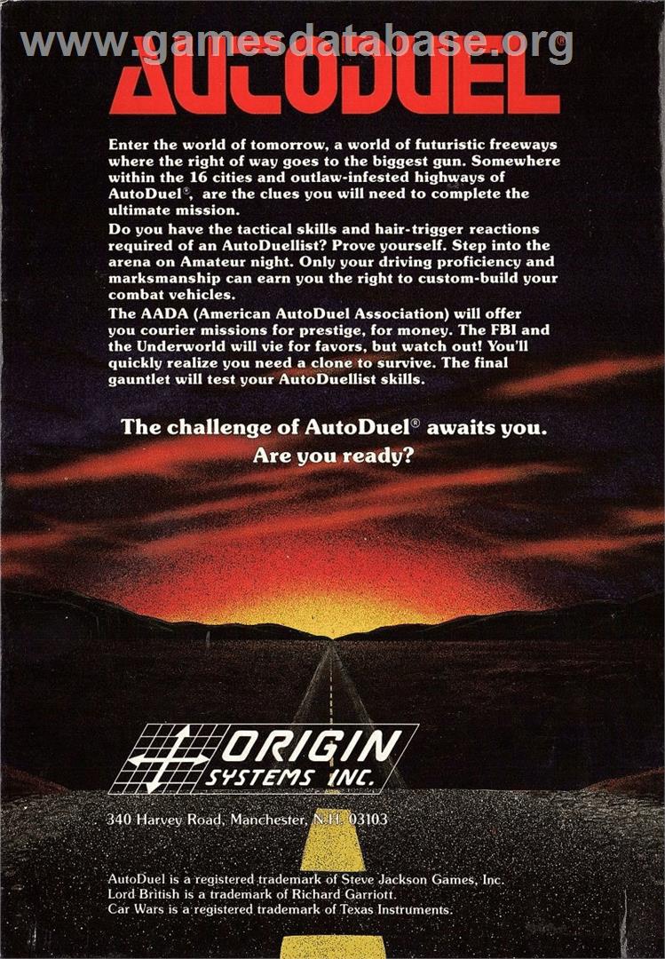 Autoduel - Atari ST - Artwork - Box Back