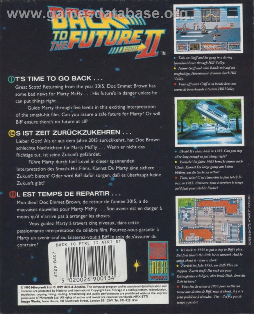 Back To The Future Part 2 - Atari ST - Artwork - Box Back