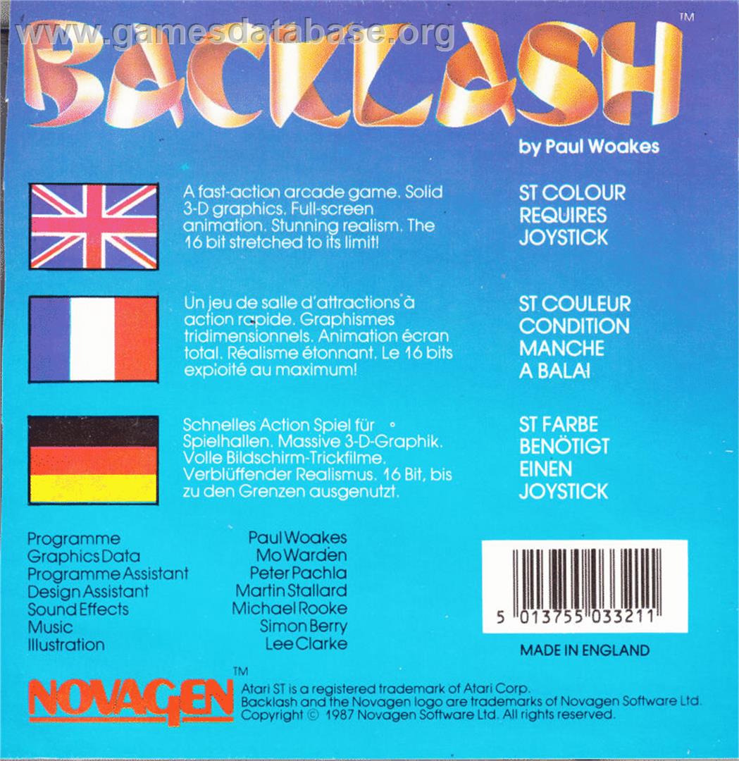 Backlash - Atari ST - Artwork - Box Back