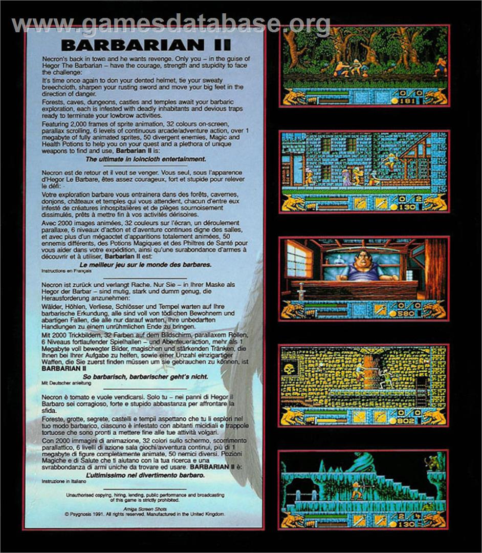 Barbarian 2 - Atari ST - Artwork - Box Back