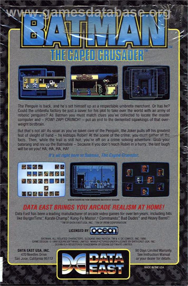 Batman: The Caped Crusader - Atari ST - Artwork - Box Back