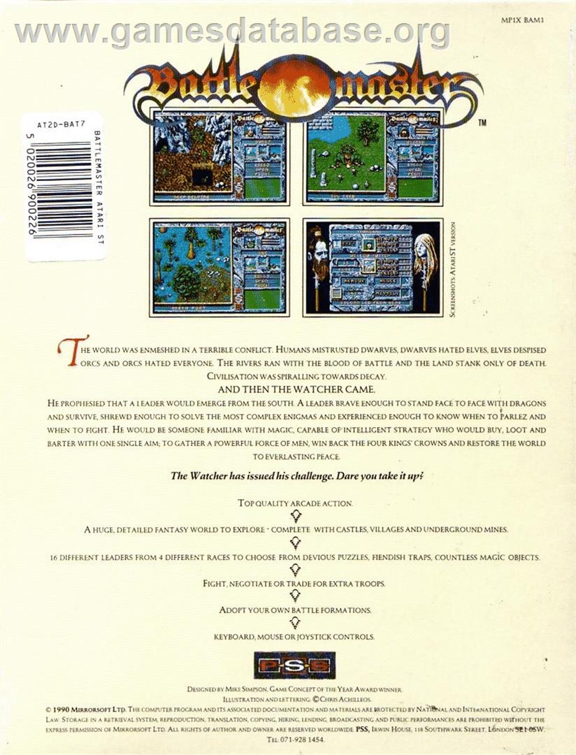 Battle Master - Atari ST - Artwork - Box Back