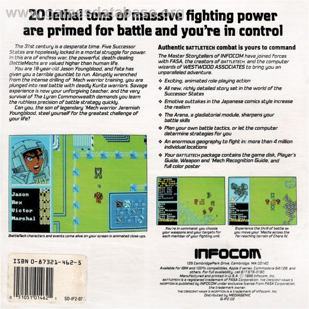 Battletech: The Crescent Hawk's Inception - Atari ST - Artwork - Box Back