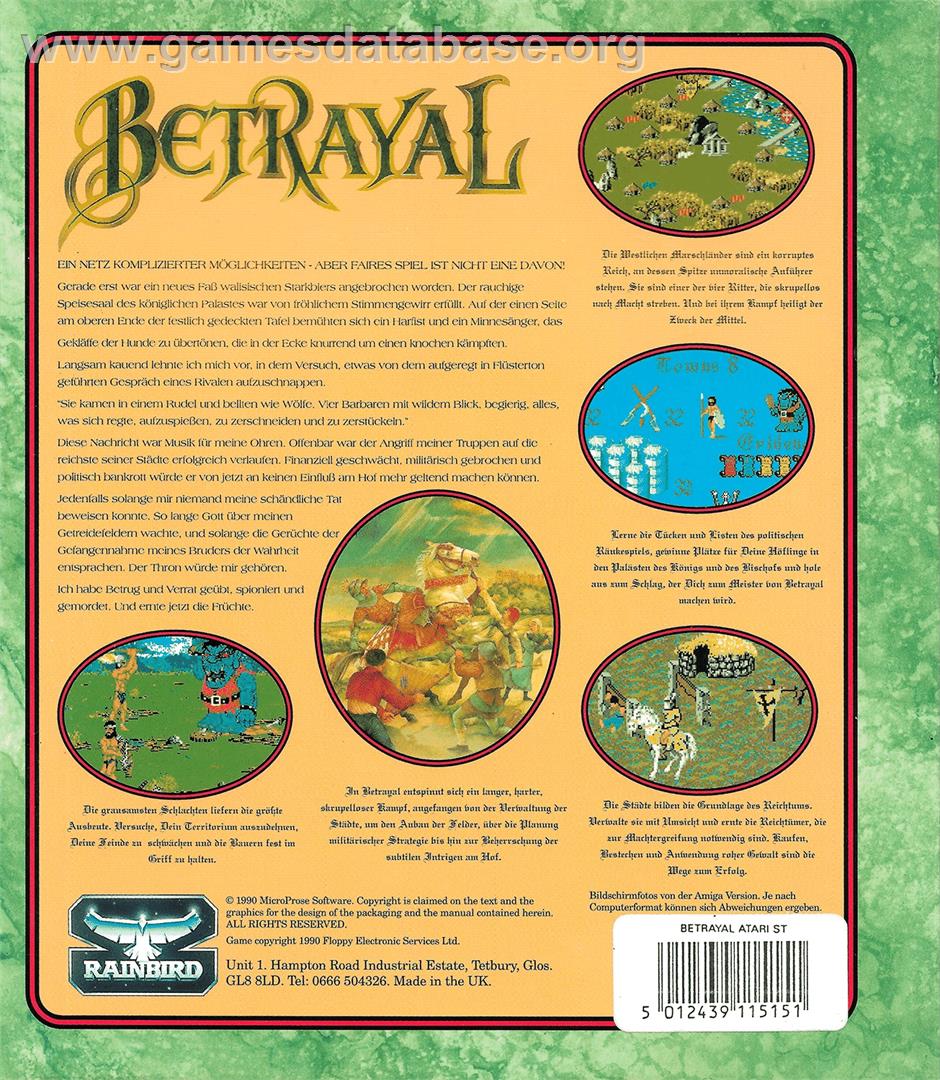 Betrayal - Atari ST - Artwork - Box Back