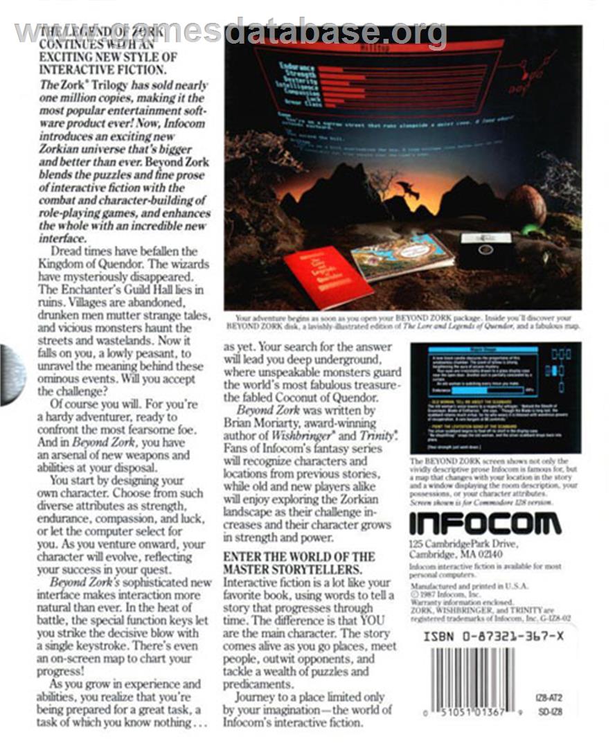 Beyond Zork: The Coconut of Quendor - Atari ST - Artwork - Box Back
