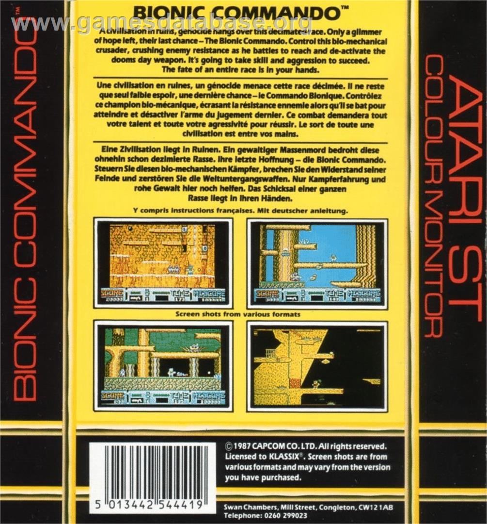 Bionic Commando - Atari ST - Artwork - Box Back