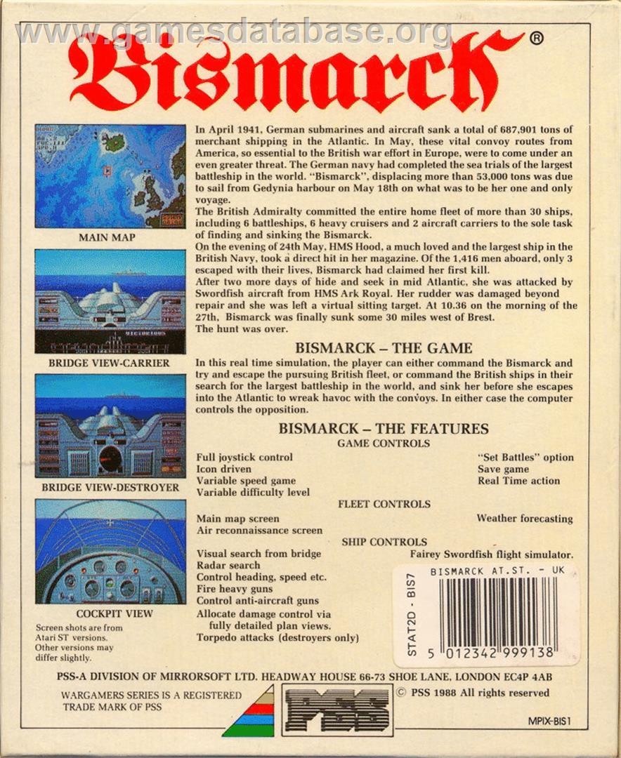 Bismarck - Atari ST - Artwork - Box Back