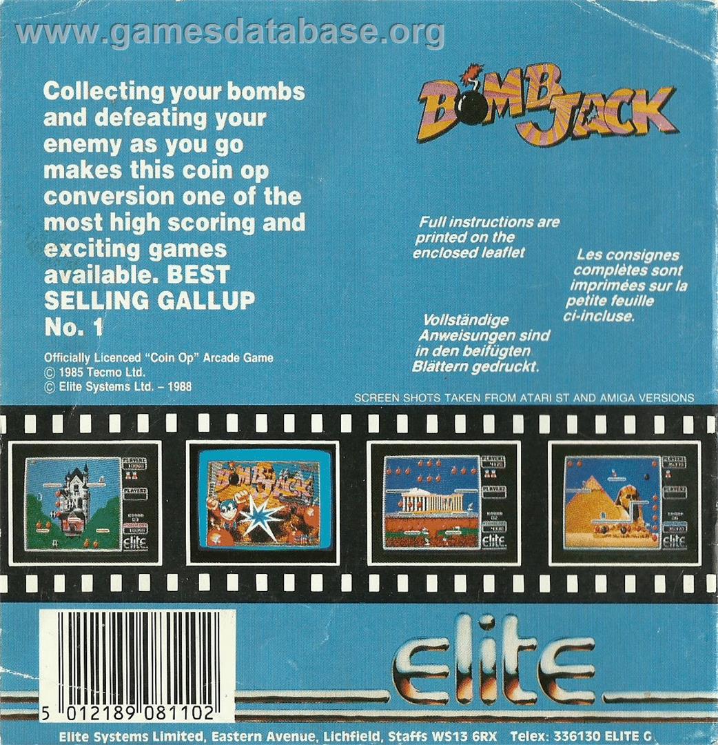 Bomb Jack - Atari ST - Artwork - Box Back