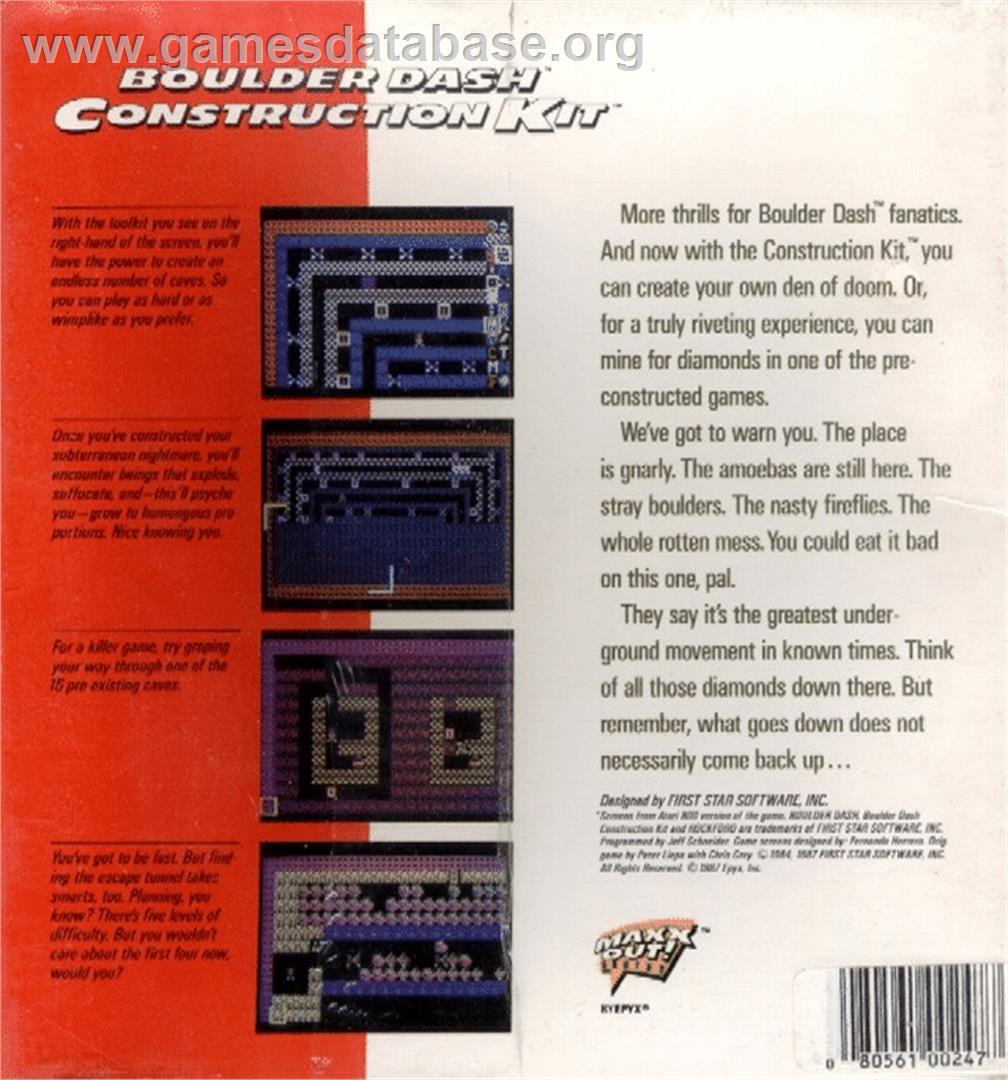 Boulder Dash Construction Kit - Atari ST - Artwork - Box Back