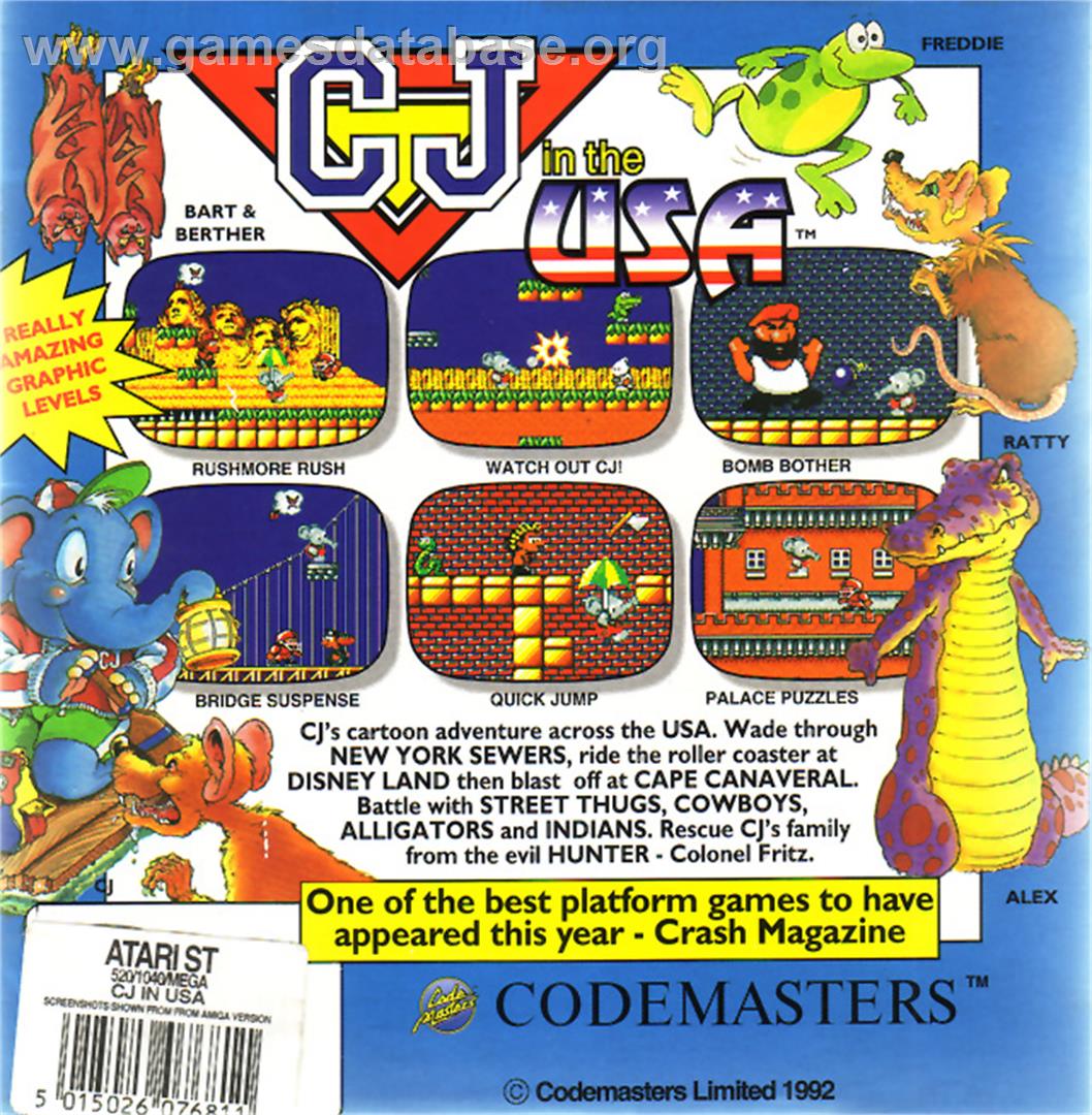 CJ In the USA - Atari ST - Artwork - Box Back