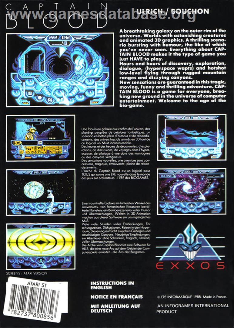 Captain Blood - Atari ST - Artwork - Box Back