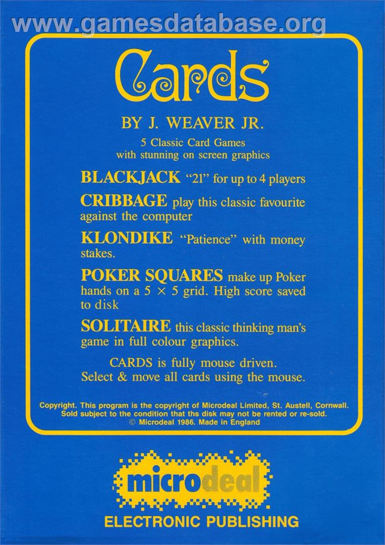Cards - Atari ST - Artwork - Box Back
