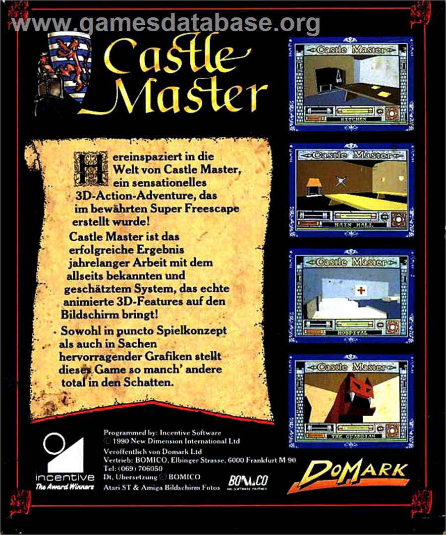 Castle Master - Atari ST - Artwork - Box Back