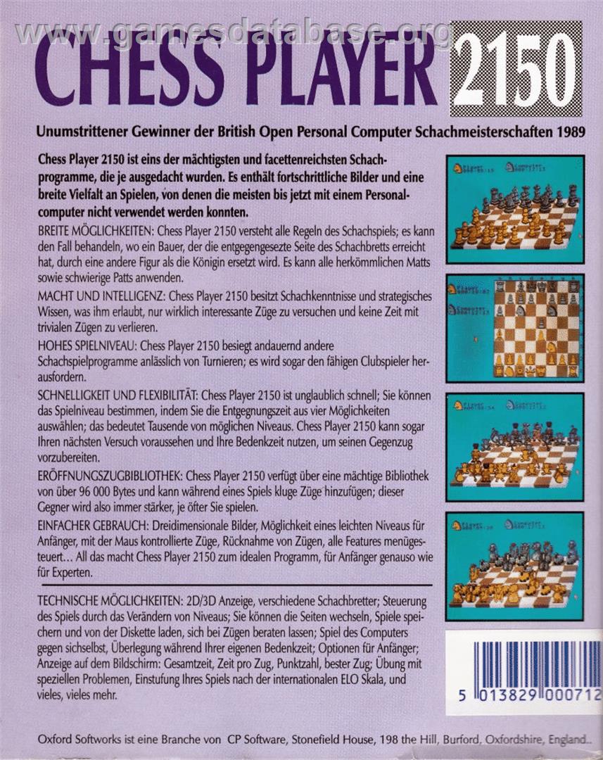 Chess Player 2150 - Atari ST - Artwork - Box Back